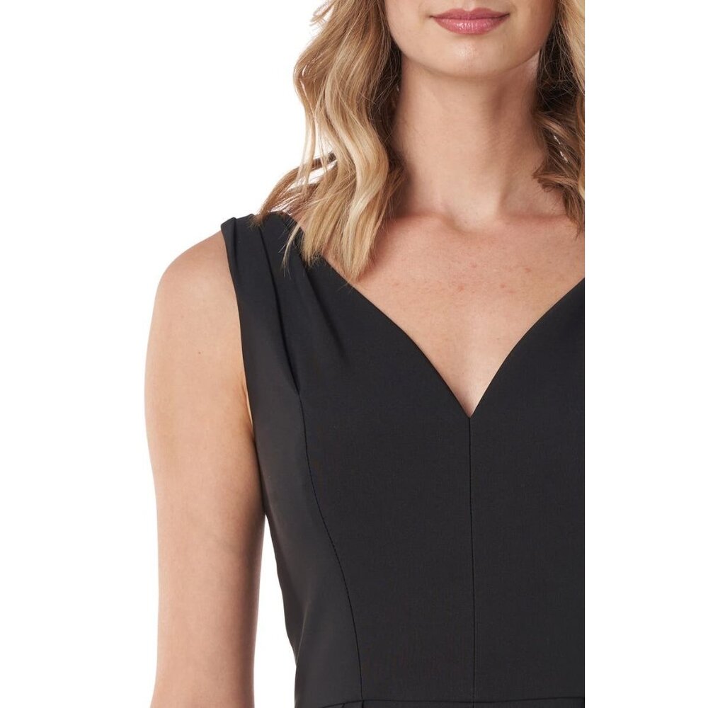 NWT Kay Unger Avery Ashlyn in Black Stretch Crepe Walk Through Maxi Jumpsuit 8 - Picture 3 of 12